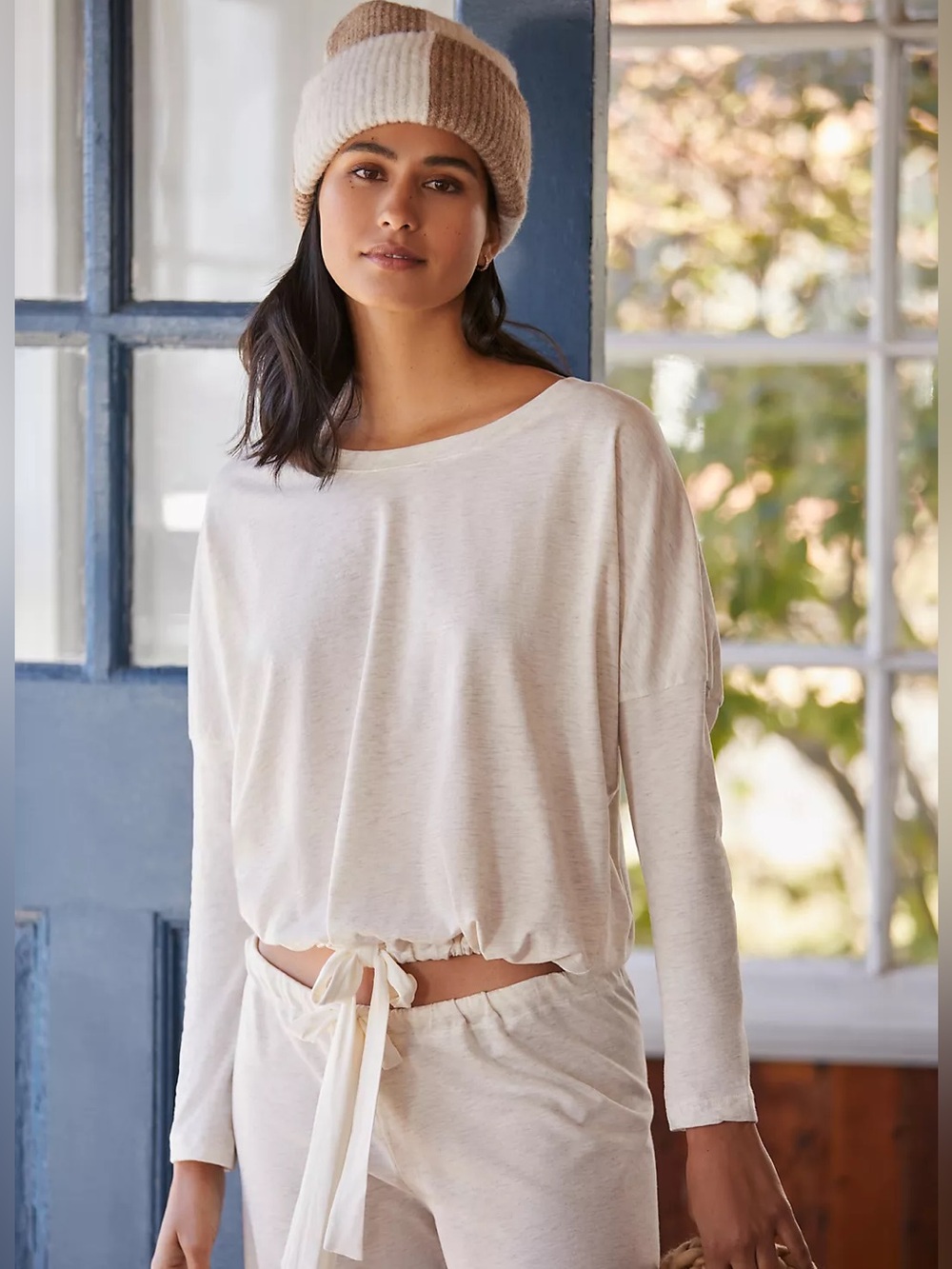 NWT Eberjey Tie-Waist Long Sleeve Loungewear Top